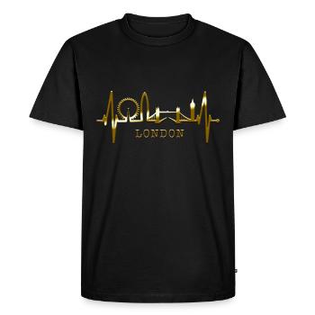 Londres Heartbeat Skyline Angleterre Fan UK Heart Love - T-shirt Premium bio Homme - noir - Devant - Nico (187cm)