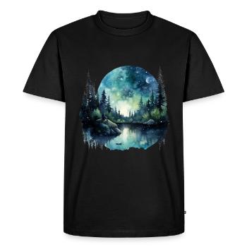 Mystische Mondandschaft - Männer Premium Bio T-Shirt - Schwarz - Vorne - Nico (187cm)