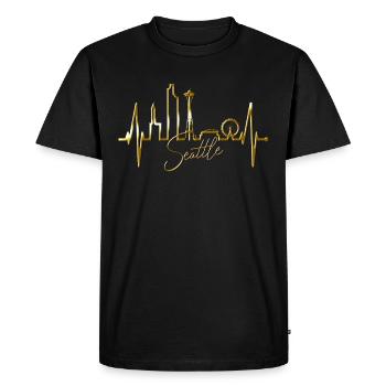 Seattle Skyline Heartbeat USA Fan Heart Pulse Love - Men's Premium Organic T-Shirt - black - Front - Nico (187cm)