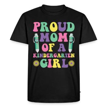 Fière maman d’une fille de maternelle! Fille - T-shirt Premium bio Homme - noir - Devant - Nico (187cm)