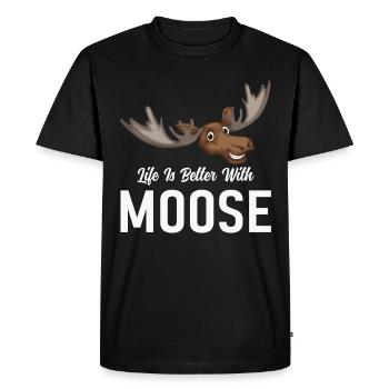 Life is better with moose! Funny moose saying - Men's Premium Organic T-Shirt - black - Front - Nico (187cm)