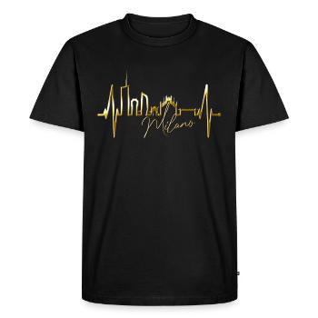 Milan Skyline Italie Heartbeat Fan Love Milano - T-shirt Premium bio Homme - noir - Devant - Nico (187cm)
