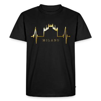 Milan Skyline Italie Heartbeat Fan Love Milano - T-shirt Premium bio Homme - noir - Devant - Nico (187cm)