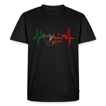 Lisbonne Skyline Heartbeat Portugal J’aime Lisboa - T-shirt Premium bio Homme - noir - Devant - Nico (187cm)