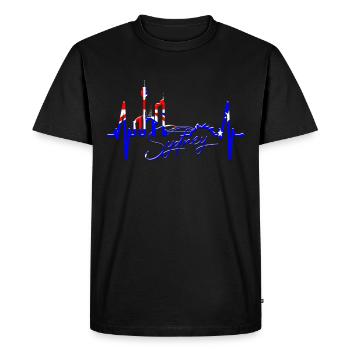 Sydney Skyline Heartbeat Australie Fan Pulse Coeur - T-shirt Premium bio Homme - noir - Devant - Nico (187cm)