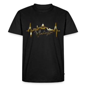 Washington D.C. Skyline Heartbeat USA East Coast - Men's Premium Organic T-Shirt - black - Front - Nico (187cm)