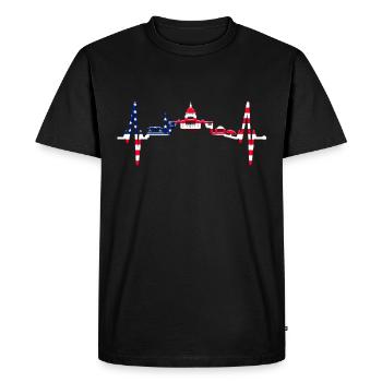 Washington D.C. Skyline Heartbeat USA East Coast - Men's Premium Organic T-Shirt - black - Front - Nico (187cm)