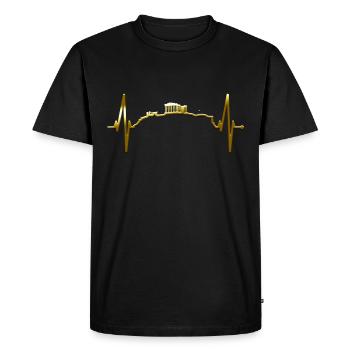 Athènes Skyline Heartbeat Grèce Acropole - T-shirt Premium bio Homme - noir - Devant - Nico (187cm)