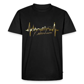 Copenhague Skyline Heartbeat Danemark Amour Hygge - T-shirt Premium bio Homme - noir - Devant - Nico (187cm)