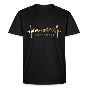 Copenhague Skyline Heartbeat Danemark Amour Hygge - T-shirt Premium bio Homme - noir - Devant - Nico (187cm)