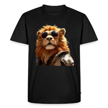 Lion avec des lunettes de soleil Papa Lions Love Wild Lion - T-shirt Premium bio Homme - noir - Devant - Nico (187cm)