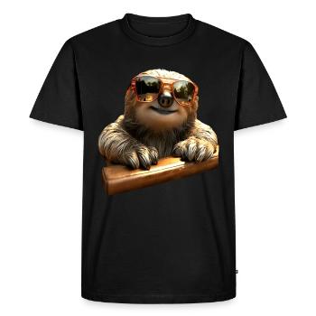 Paresseux, Matin Grouch, Mocassin, Paresseux Mignons - T-shirt Premium bio Homme - noir - Devant - Nico (187cm)