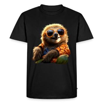 Paresseux, Matin Grouch, Mocassin, Paresseux Mignons - T-shirt Premium bio Homme - noir - Devant - Nico (187cm)