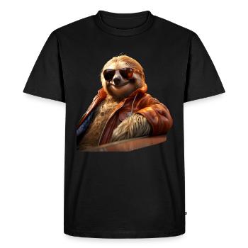 Paresseux, Matin Grouch, Mocassin, Paresseux Mignons - T-shirt Premium bio Homme - noir - Devant - Nico (187cm)