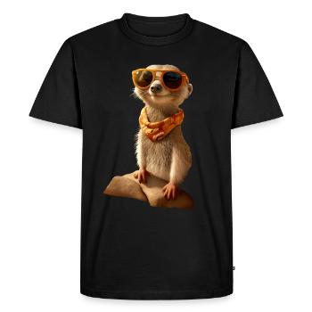 Suricates, Amoureux Des Animaux, Doux, Surikate, Mangouste - T-shirt Premium bio Homme - noir - Devant - Nico (187cm)