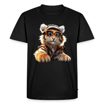 Tigre Gros Chat Chat Sauvage Amant Mignon Tigre - T-shirt Premium bio Homme - noir - Devant - Nico (187cm)