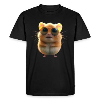 Hamster with Sunglasses Gold Hamster Cute Hamster - Men's Premium Organic T-Shirt - black - Front - Nico (187cm)
