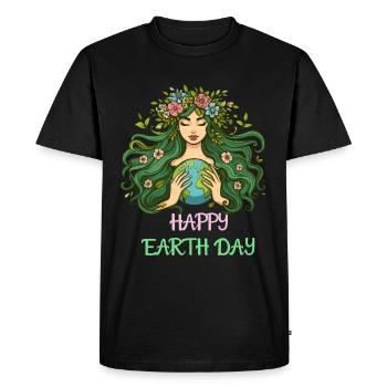 Happy Earth Day Mother Earth Nature Environment Globe - Men's Premium Organic T-Shirt - black - Front - Nico (187cm)