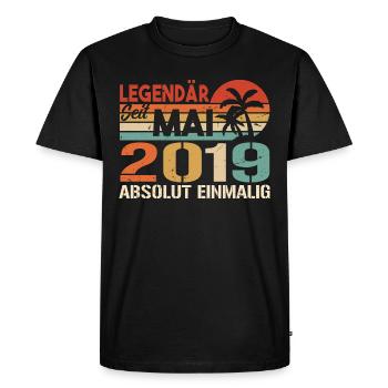 Légendaire depuis mai 2019 - Anniversaire en mai 2019 - T-shirt Premium bio Homme - noir - Devant - Nico (187cm)