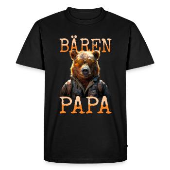 Ours Papa Papa Ours Papa Fête des Pères Père Grizzly - T-shirt Premium bio Homme - noir - Devant - Nico (187cm)
