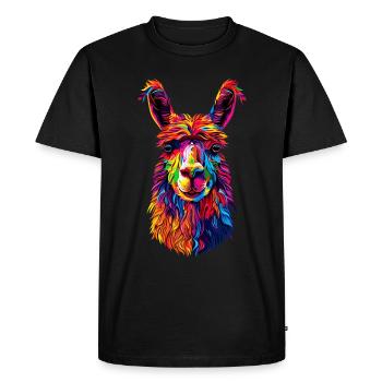 Alpaga Pop Art Couleurs vives Lama Arc-en-ciel Alpaga - T-shirt Premium bio Homme - noir - Devant - Nico (187cm)