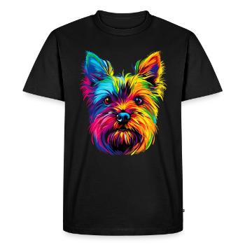 Yorkshire Terrier Couleurs vives Popart Chiens Yorkie - T-shirt Premium bio Homme - noir - Devant - Nico (187cm)