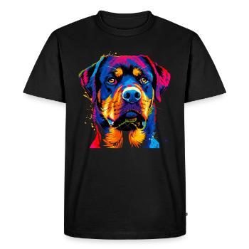 Rottweiler chien couleurs vives pop art fierté chiens - T-shirt Premium bio Homme - noir - Devant - Nico (187cm)