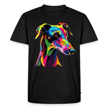 Lévrier Chiens Couleurs Colorées Pop Art Chien Lévrier - T-shirt Premium bio Homme - noir - Devant - Nico (187cm)