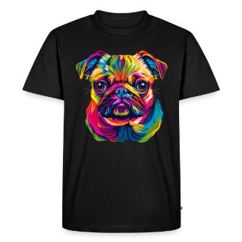 Carlin Chien Couleurs Vives Pop Art Arc-en-ciel Carlino - T-shirt Premium bio Homme - noir - Devant - Nico (187cm)