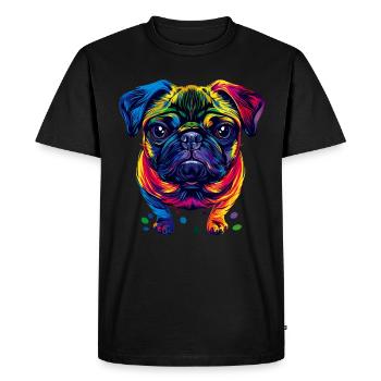 Carlin Chien Couleurs Vives Pop Art Arc-en-ciel Carlino - T-shirt Premium bio Homme - noir - Devant - Nico (187cm)