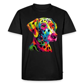 Chiens Dalmatiens Couleurs Colorées Pop Art Arc-en-ciel - T-shirt Premium bio Homme - noir - Devant - Nico (187cm)