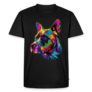 Pitbull Bulldog Bright Colors Pitbull Terrier - Men's Premium Organic T-Shirt - black - Front - Nico (187cm)