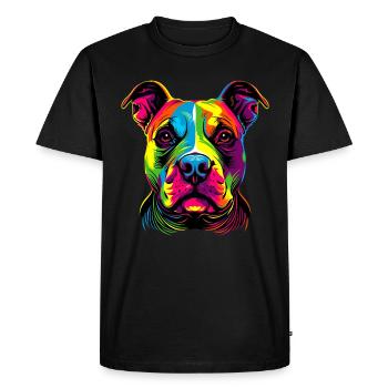 Pitbull Bulldog Couleurs vives Pitbull Terrier - T-shirt Premium bio Homme - noir - Devant - Nico (187cm)