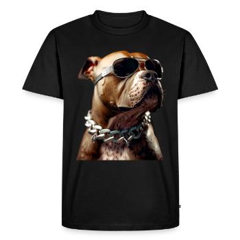 Pitbull Bulldog Pittie American Pitbull Terrier - T-shirt Premium bio Homme - noir - Devant - Nico (187cm)
