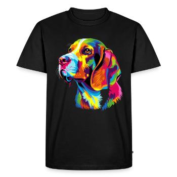 Beagle Chiot Popart Chien mignon Couleurs colorées Beagle - T-shirt Premium bio Homme - noir - Devant - Nico (187cm)