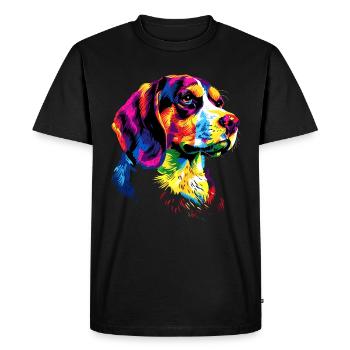 Beagle Chiot Popart Chien mignon Couleurs colorées Beagle - T-shirt Premium bio Homme - noir - Devant - Nico (187cm)