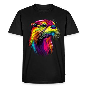 Loutre arc-en-ciel coloré Loutre de mer Martre Loutre mignonne - T-shirt Premium bio Homme - noir - Devant - Nico (187cm)