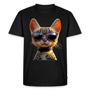 Savannah Cat Cat Mom Cute Serval Leopard Cats - Men's Premium Organic T-Shirt - black - Front - Nico (187cm)