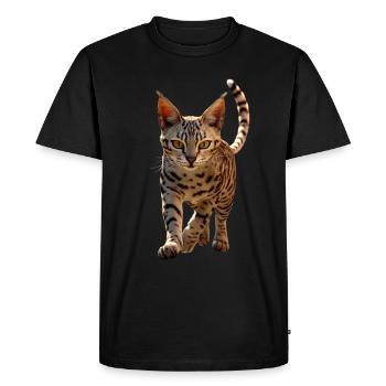 Savannah Cat Cat Mom Cute Serval Leopard Cats - Men's Premium Organic T-Shirt - black - Front - Nico (187cm)