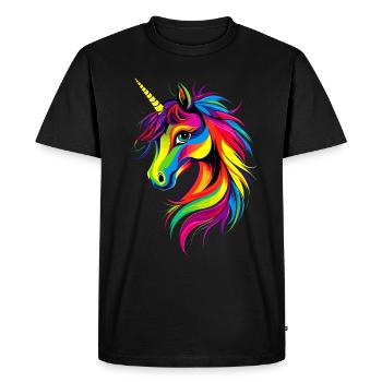 Unicorn Colorful Rainbow Horses Riding Unicorns - Men's Premium Organic T-Shirt - black - Front - Nico (187cm)