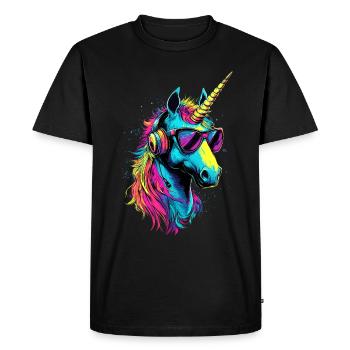 Unicorn Colorful Rainbow Horses Riding Unicorns - Men's Premium Organic T-Shirt - black - Front - Nico (187cm)