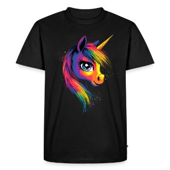 Unicorn Colorful Rainbow Horses Riding Unicorns - Men's Premium Organic T-Shirt - black - Front - Nico (187cm)