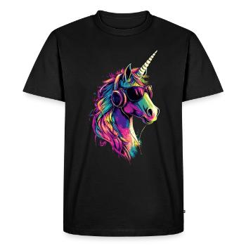 Unicorn Colorful Rainbow Horses Riding Unicorns - Men's Premium Organic T-Shirt - black - Front - Nico (187cm)