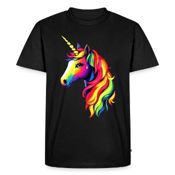 Unicorn Colorful Rainbow Horses Riding Unicorns - Men's Premium Organic T-Shirt - black - Front - Nico (187cm)