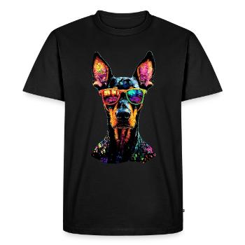 Doberman chiens motif chien de garde fier dobermans - T-shirt Premium bio Homme - noir - Devant - Nico (187cm)