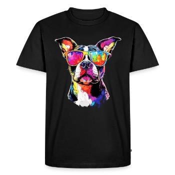 Pitbull Bulldog Pittie American Pitbull Terrier - T-shirt Premium bio Homme - noir - Devant - Nico (187cm)