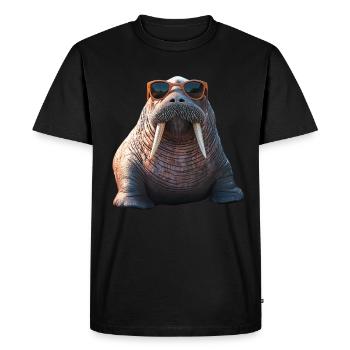 Walrus, tusks, seal, wild Pacific walruses - Men's Premium Organic T-Shirt - black - Front - Nico (187cm)
