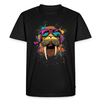 Walrus, tusks, seal, wild Pacific walruses - Men's Premium Organic T-Shirt - black - Front - Nico (187cm)