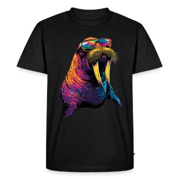 Morse, défenses, phoque, morses sauvages du Pacifique - T-shirt Premium bio Homme - noir - Devant - Nico (187cm)