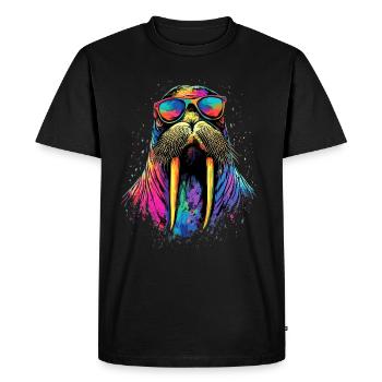 Morse, défenses, phoque, morses sauvages du Pacifique - T-shirt Premium bio Homme - noir - Devant - Nico (187cm)